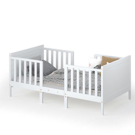 Mueble convertible 2 en 1 de madera para dormitorio infantil con barandillas de seguridad