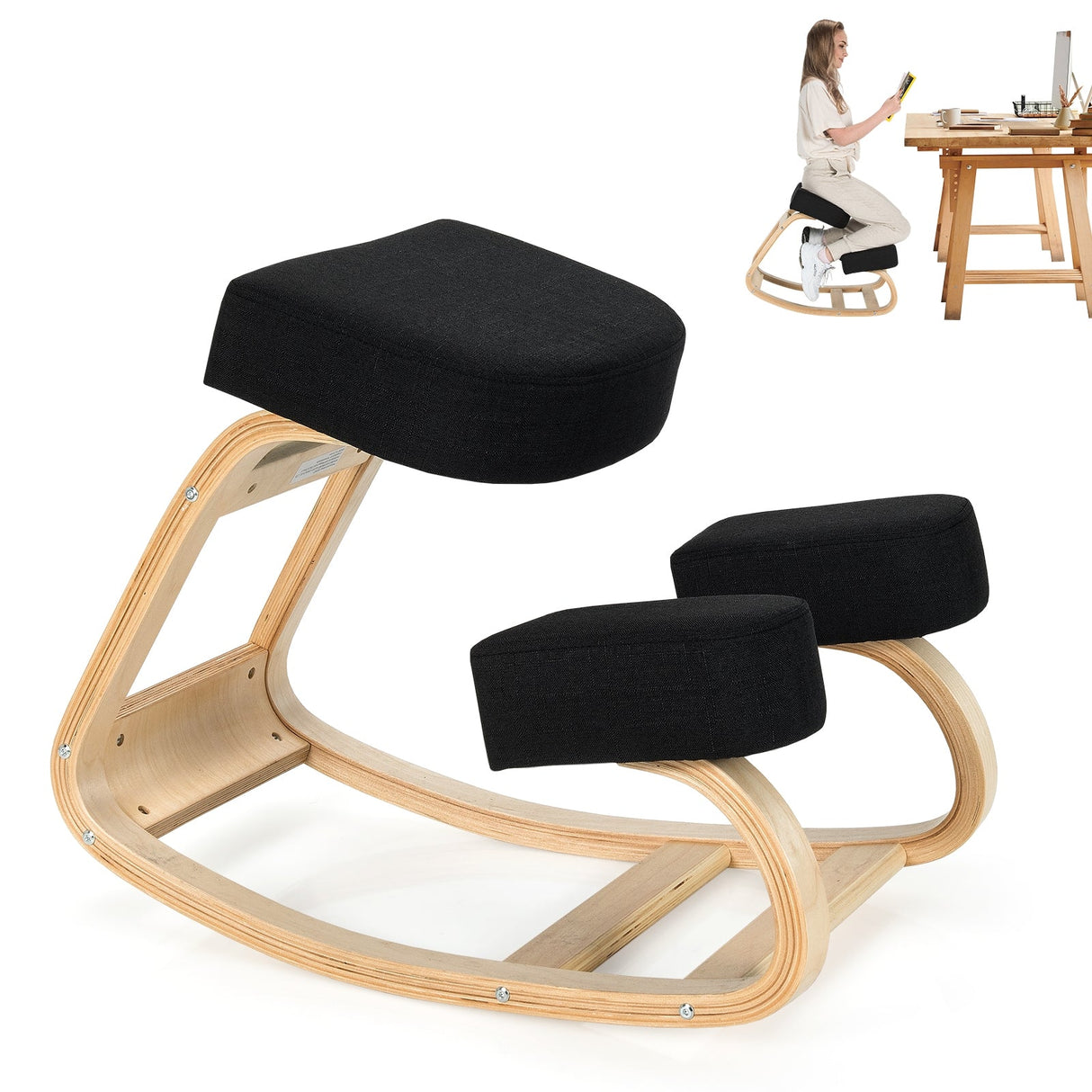 Silla ergonómica arrodillada, taburete oscilante para oficina, postura erguida