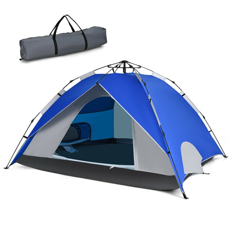 Tienda de camping emergente instantánea impermeable 2 en 1 para 4 personas - Azul