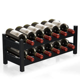 2-Tier 12 Bottles Bamboo Storage Shelf Wine Rack