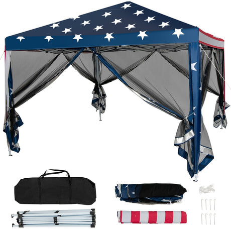Carpa Toldo Plegable Instantáneo de 3 m x 3 m Fácil de Montar con Mosquitera