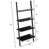 Multipurpose 4-Tier Industrial Leaning Wall Bookcase with Metal Frame