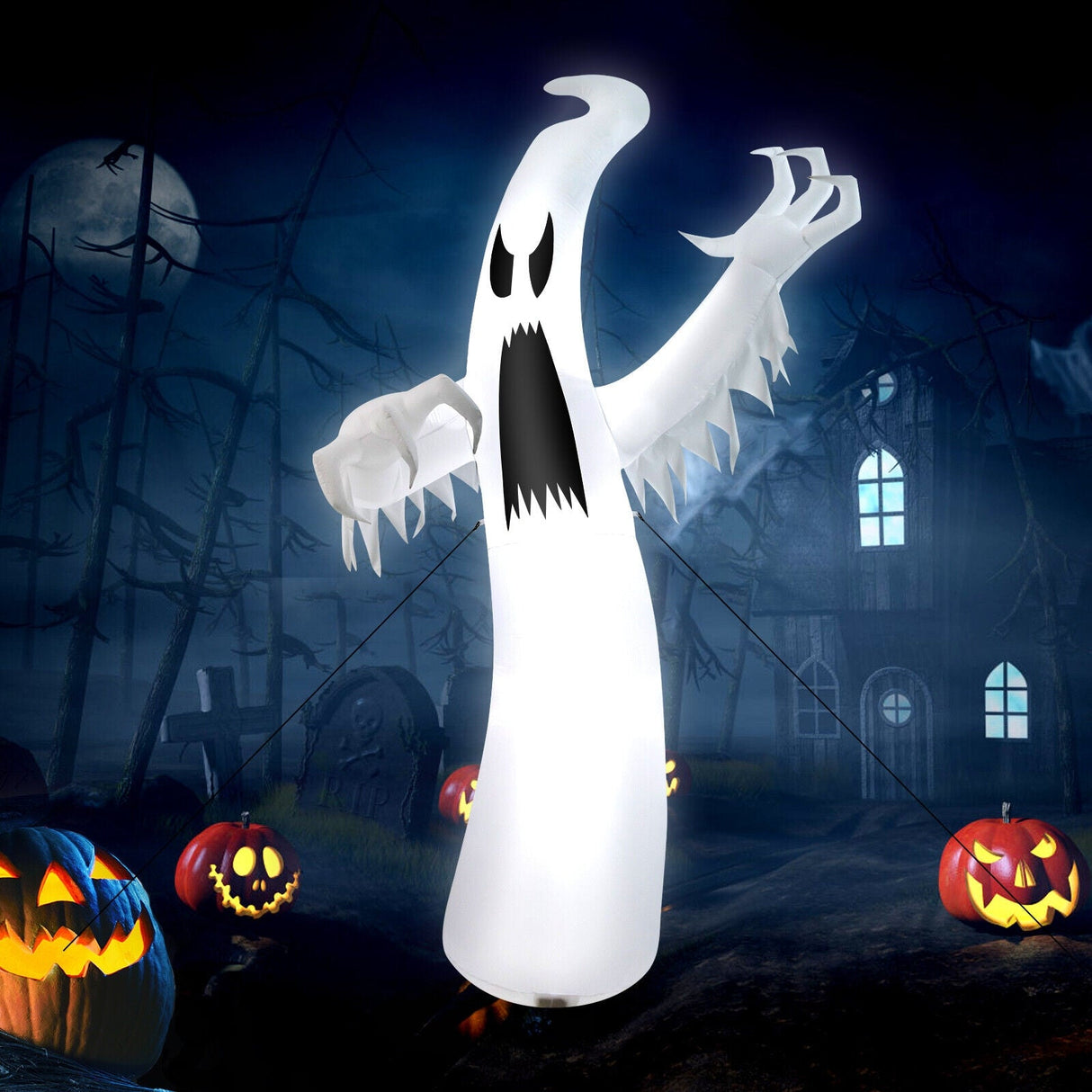 Fantasma inflable de Halloween de 3.65 m con luces LED