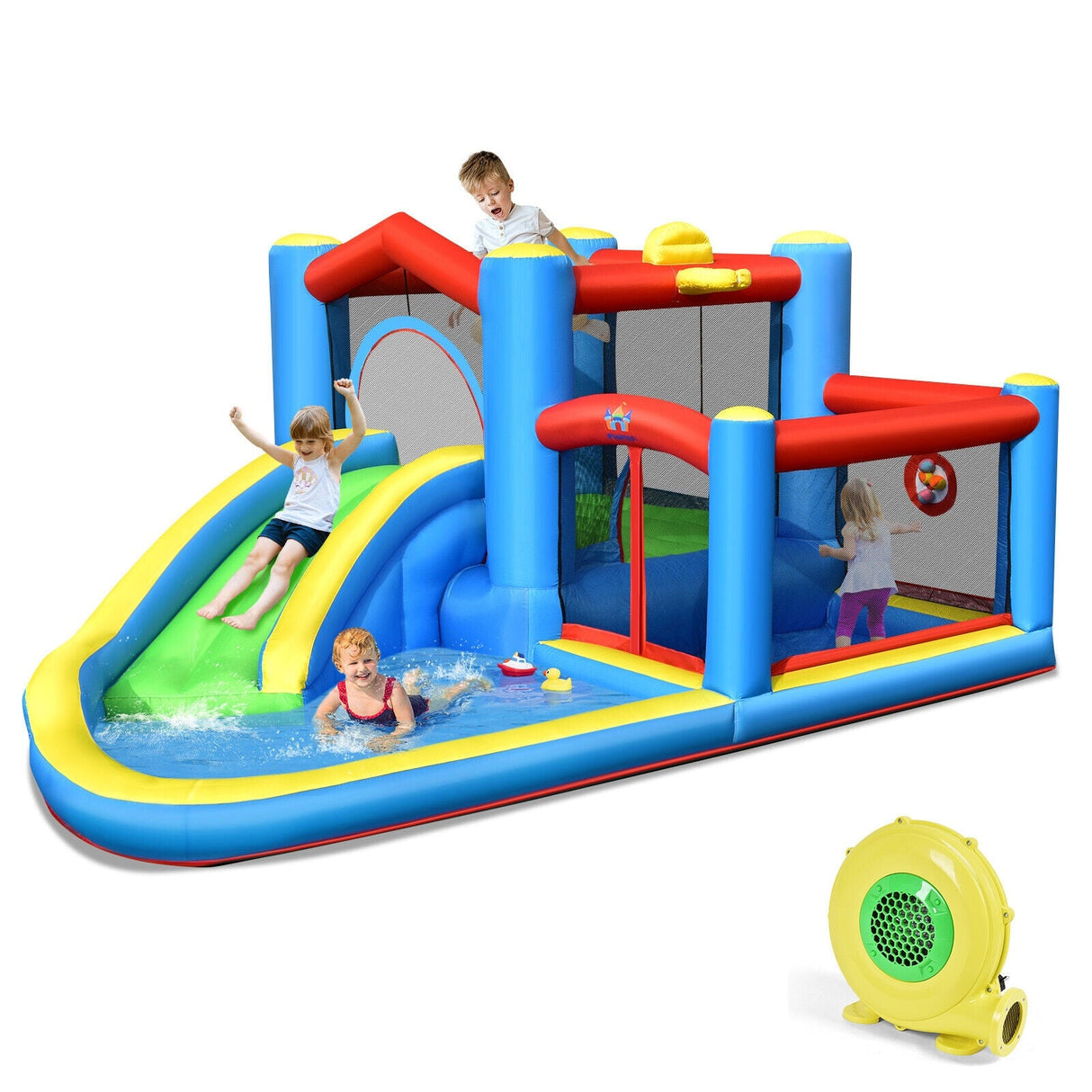 Castillo Hinchable Tobogán de Agua para Niños con Soplador de 480W