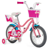 Bicicleta infantil de 16 pulgadas con ruedas de entrenamiento y cesta de almacenamiento