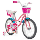 Bicicleta infantil de 16 pulgadas con ruedas de entrenamiento y cesta de almacenamiento