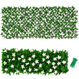 Paquete de 4 Paneles de Valla con Hiedra Artificial Expandible y Flores para Privacidad