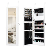 Joyero con espejo para puerta de pared con cerradura y luces LED