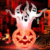 Fantasma inflable de Halloween de 6 pies con decoración de calabaza y lámpara giratoria