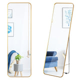 Full Length Wall Mounted Body Mirror with Free Standing Stand-Golden