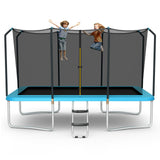 Cama elástica rectangular recreativa de 8 x 14 pies con red de seguridad y escalera