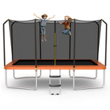 Cama elástica rectangular recreativa de 8 x 14 pies con red de seguridad y escalera