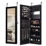 Joyero con espejo para puerta de pared con cerradura y luces LED