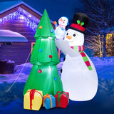 Set de Decoración Navideña Inflable de Muñeco de Nieve y Árbol de 6 Pies de Altura con Luces LED