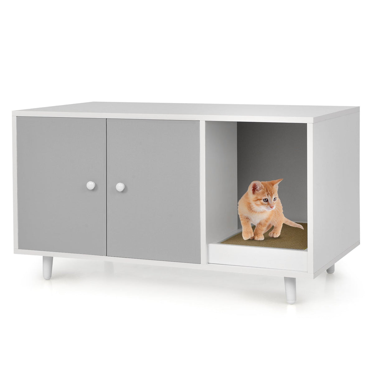 Arenero cerrado para gatos con divisor y doble puerta