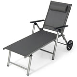 Tumbona plegable ajustable para patio con ruedas