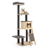 Rascador moderno de 5 niveles para gatos con cojines lavables - Gris