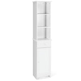 Mueble de Almacenamiento Alto de Baño Independiente con Estantes Abiertos y Cajón - Blanco