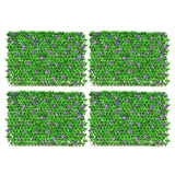 Paquete de 4 Paneles de Valla con Hiedra Artificial Expandible y Flores para Privacidad