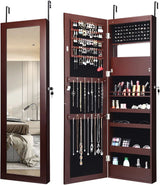 Joyero con espejo para puerta de pared con cerradura y luces LED