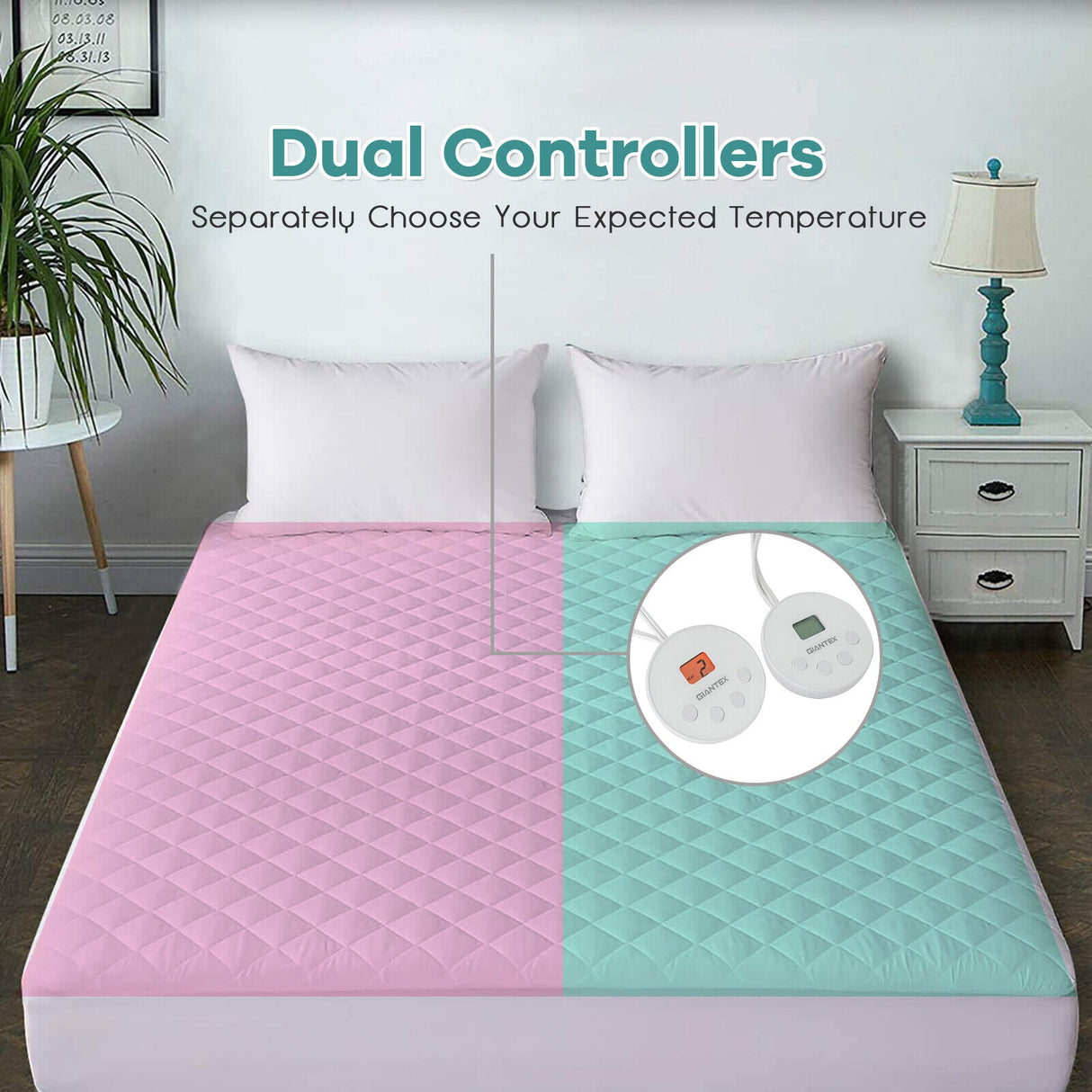 Colchón eléctrico con calefacción y apagado automático con controlador dual - Tamaño Queen