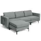 Sofá modular seccional en forma de L de 3 asientos con chaise reversible y 2 puertos USB - Verde