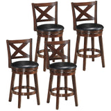 Taburete de bar giratorio con respaldo en X y asiento tapizado en PVC a la altura del mostrador