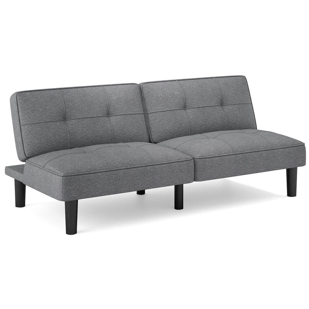 Sofá Cama Plegable Convertible Tipo Futón con Respaldo Ajustable en 6 Posiciones-Gris