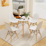 Mesa de comedor redonda moderna con pata de madera maciza - Blanca