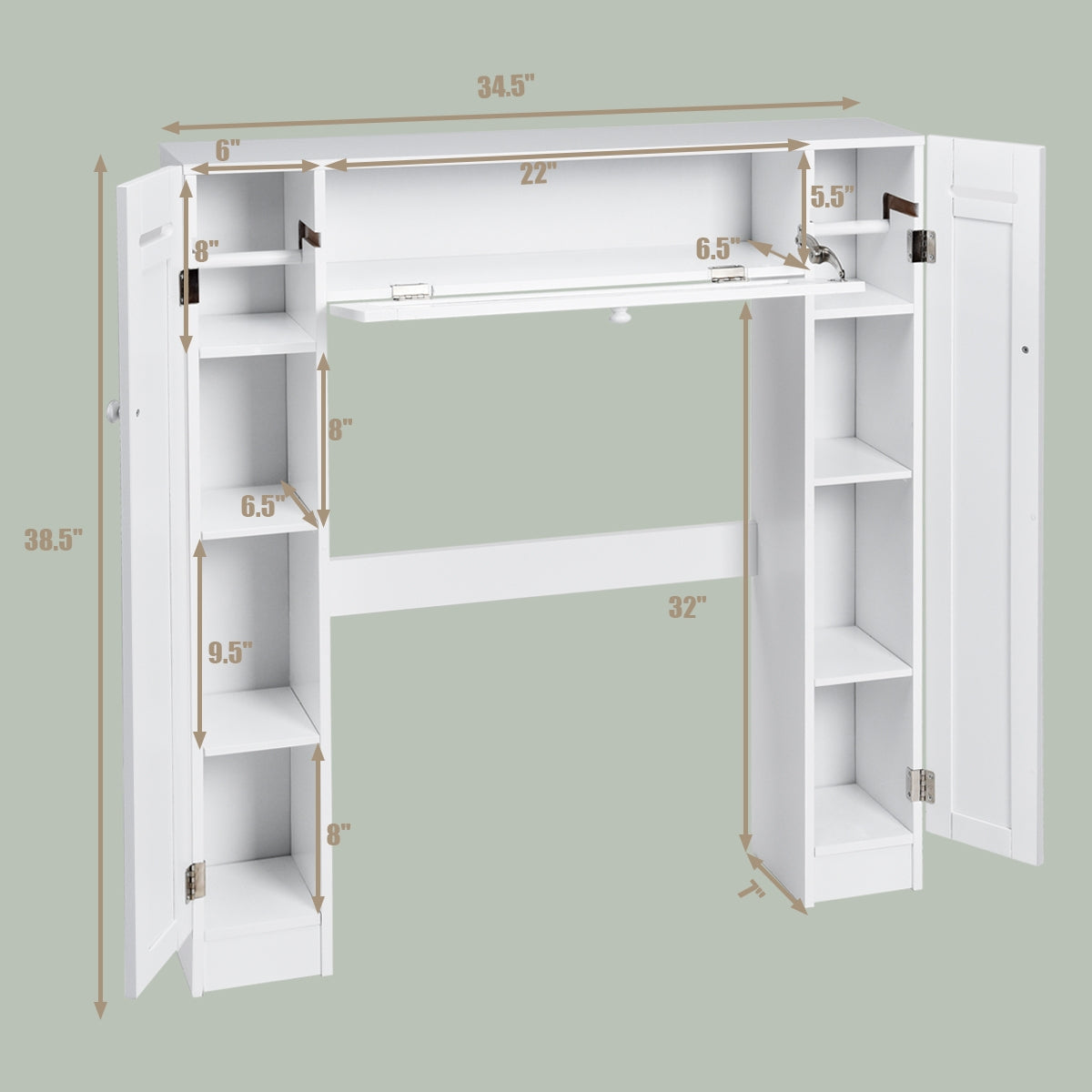 Mueble de almacenamiento de madera para colocar sobre el inodoro