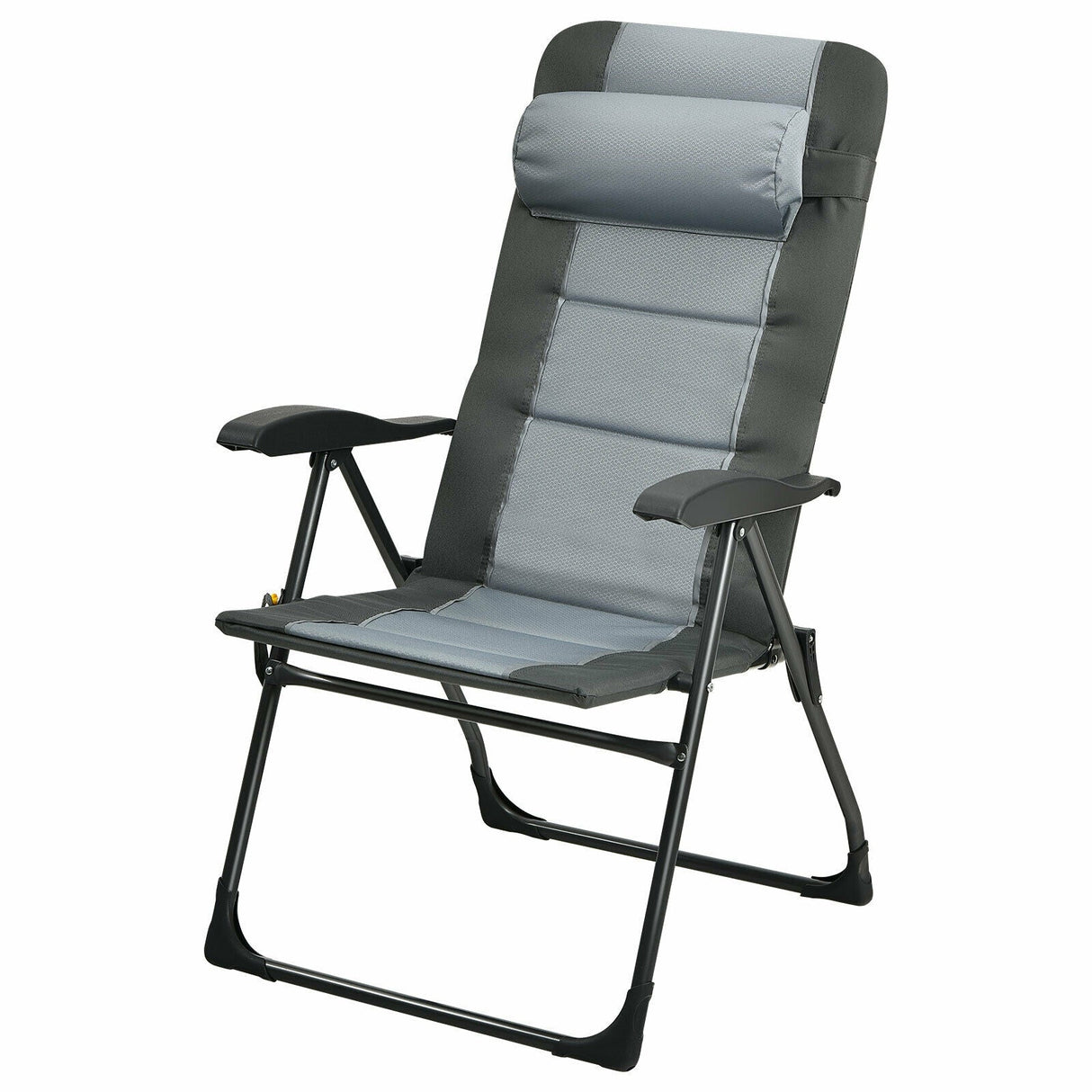 Juego de 2 sillas plegables de comedor con reposapiés, ajustables reclinables, para patio, Patiojoy, gris