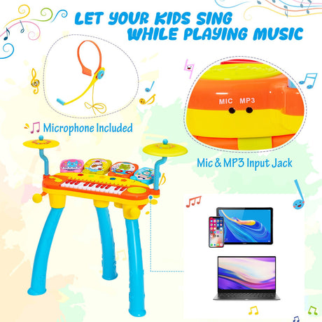 Combinación de teclado de piano de 24 teclas con batería de DJ, micrófono y MP3