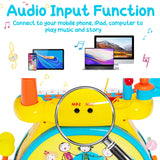2-in-1 Kids Electronic Drum and Keyboard Set with Stool
