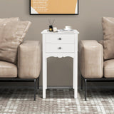 Mesa auxiliar/lateral decorativa con 2 cajones - Blanca