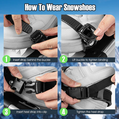 Raquetas de nieve ligeras para todo terreno 4 en 1 de 21/25/30 pulgadas con sistema de pivote flexible