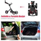 Carro de golf plegable de 4 ruedas para empujar y jalar