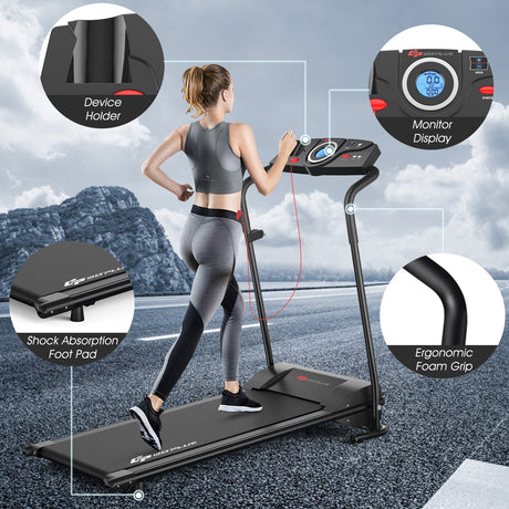 Cinta de Correr Eléctrica Plegable Móvil de 1.0 HP con Pantalla de Funcionamiento para el Hogar