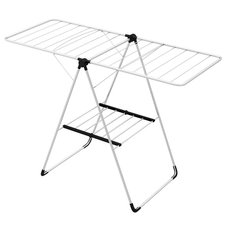 Estante de secado de ropa de 2 niveles, plegable con estructura de aluminio