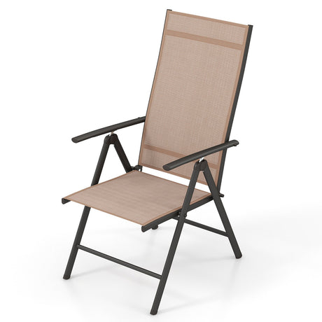 1 Silla de Comedor Plegable para Patio con Respaldo Ajustable de 7 Niveles