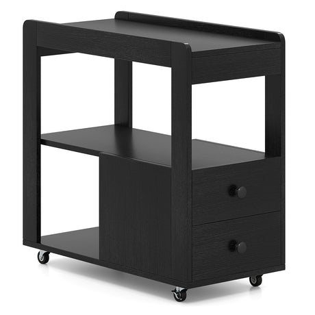 Mesa auxiliar de sofá de 2 cajones con estantes para sala de estar