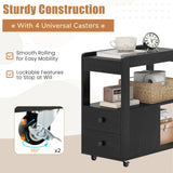 2-Drawer Sofa Side Table with Shelves for Living Room