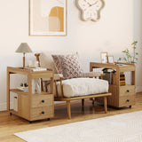 2-Drawer Sofa Side Table with Shelves for Living Room