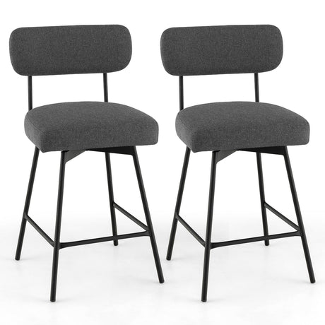 Taburetes de bar tapizados modernos de 2 piezas de 25 pulgadas con respaldo y reposapiés