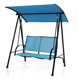 2-Seat Outdoor Canopy Swing with Comfortable Fabric Seat and Heavy-duty Metal Frame