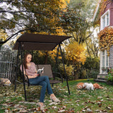2-Seat Outdoor Canopy Swing with Comfortable Fabric Seat and Heavy-duty Metal Frame