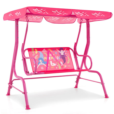 Columpio infantil de patio de 2 plazas con soporte metálico y toldo ajustable - Azul marino
