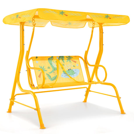 Columpio infantil de patio de 2 plazas con soporte metálico y toldo ajustable - Azul marino