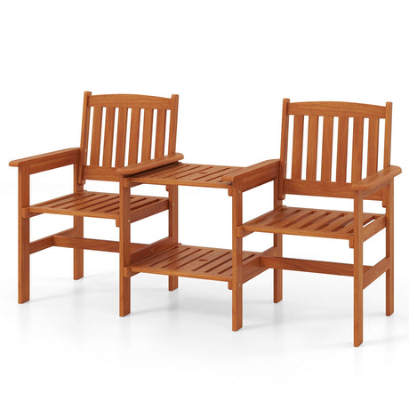 Juego de muebles de patio exterior de 2 plazas con agujero para sombrilla de 1,57 pulgadas