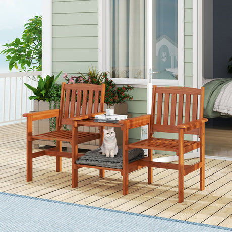 Juego de muebles de patio exterior de 2 plazas con agujero para sombrilla de 1,57 pulgadas