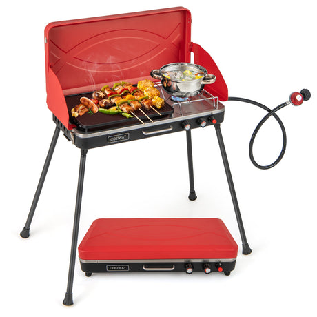 Parrilla y cocina de gas 2 en 1 para camping con
